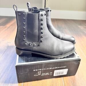 Black Studded Chelsea Boots Size 9.5 WHBM Ankle Booties Lug Sole